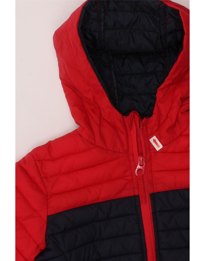 JOULES Boys Hooded Padded Jacket 5-6 Years Red Colourblock Polyamide Vintage Joules and Second-Hand Joules from Messina Hembry 
