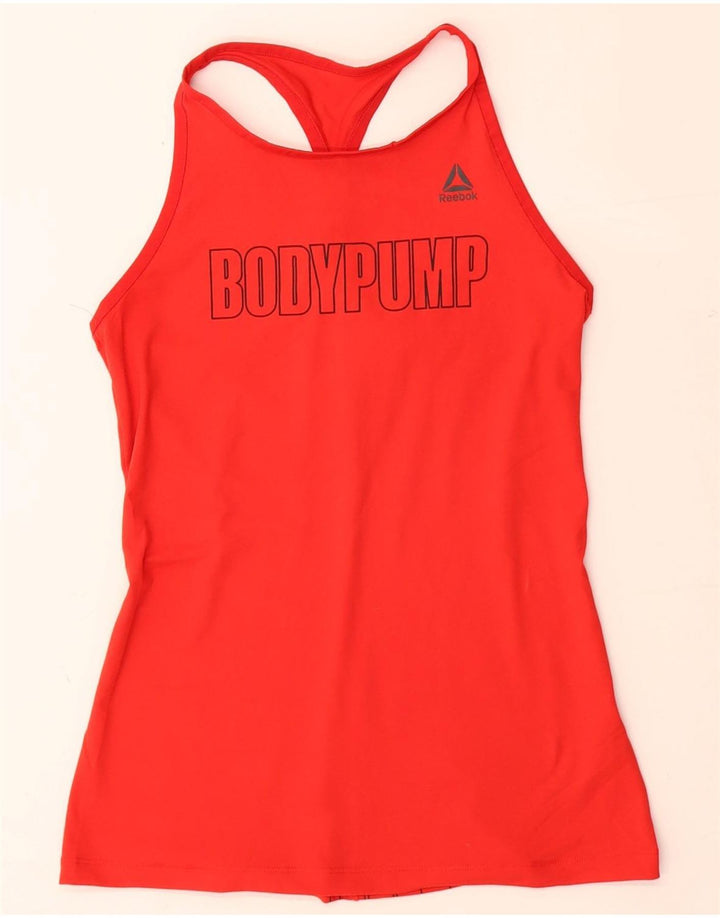 REEBOK Camiseta sin mangas con gráfico Bodypump para mujer UK 4/6 XS Rojo