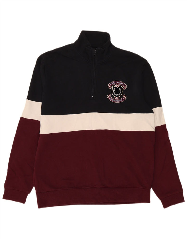 Fred Perry Sudadera Con Cremallera Y Cuello De Hombre Jumper Medium Multicolor Colorblock