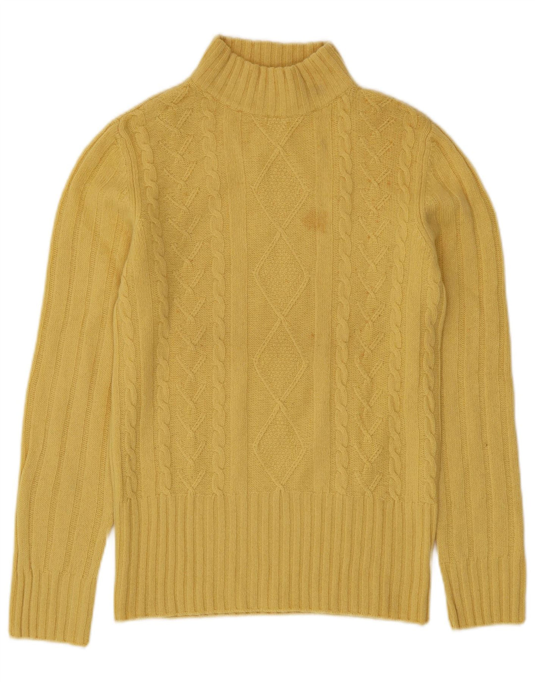 BENETTON Suéter tipo jersey con cuello alto para mujer UK 10 Small Yellow