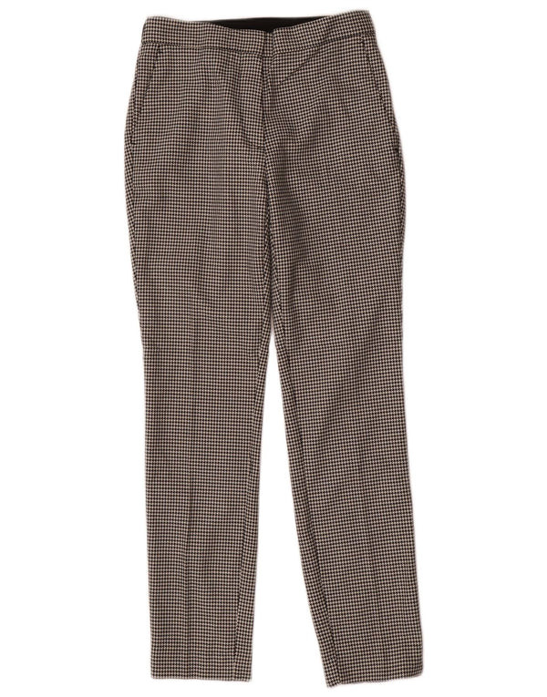 Zara Mujer Pantalón De Traje Slim XS W24 L27 Negro Pata De Gallo Poliéster