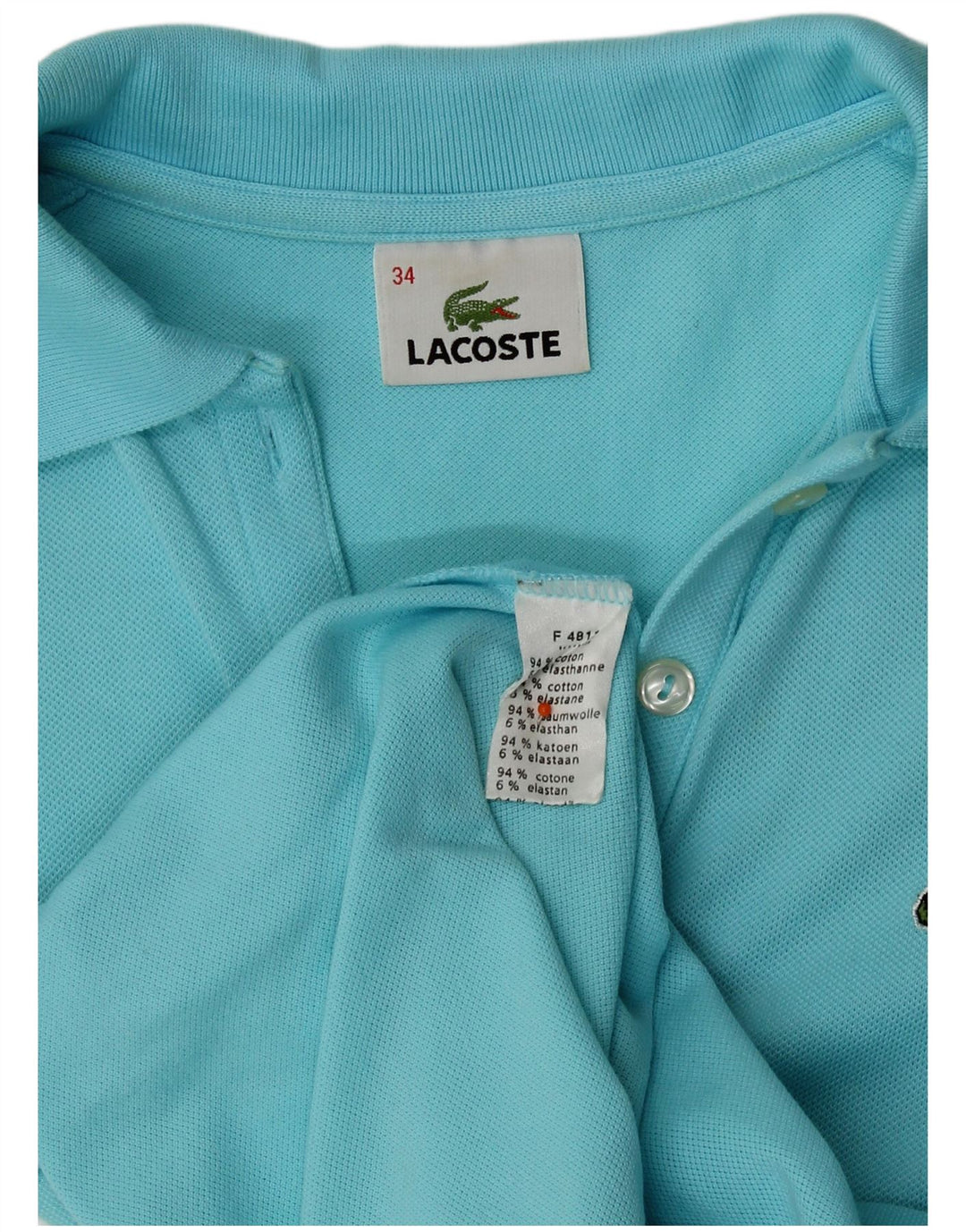 Polo Lacoste para mujer talla 34 algodón azul pequeño
