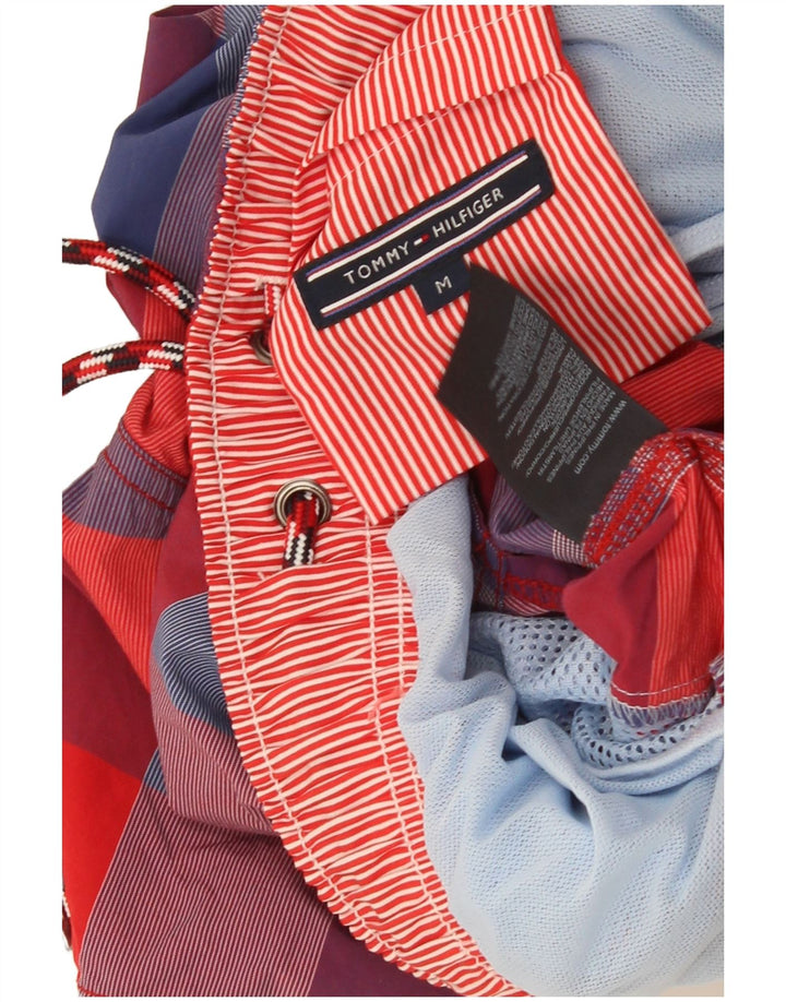 Shorts De Baño Tommy Hilfiger Hombre De Nylon A Cuadros Rojos Medianos