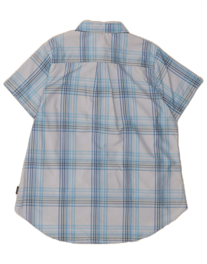 EDDIE BAUER Womens Short Sleeve Shirt UK 16 Large Blue Check Polyester Vintage Eddie Bauer and Second-Hand Eddie Bauer from Messina Hembry 