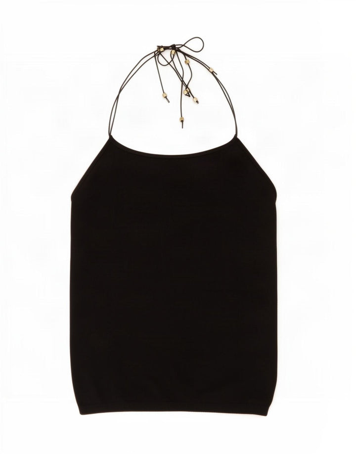 Massimo Dutti Top Halter De Punto Para Mujer UK 42 Medium Negro