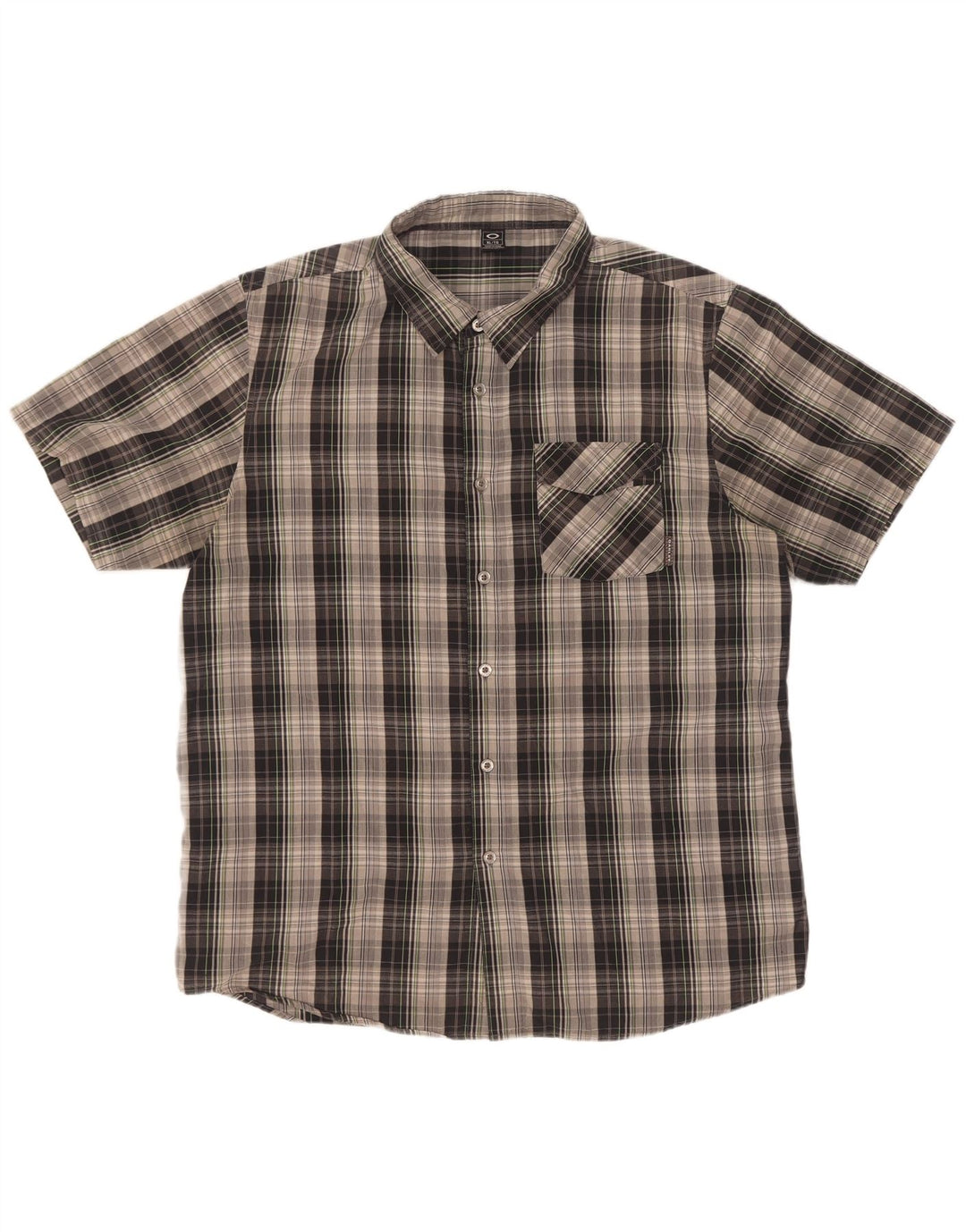Oakley Camisa de manga corta para hombre XL Grey Check