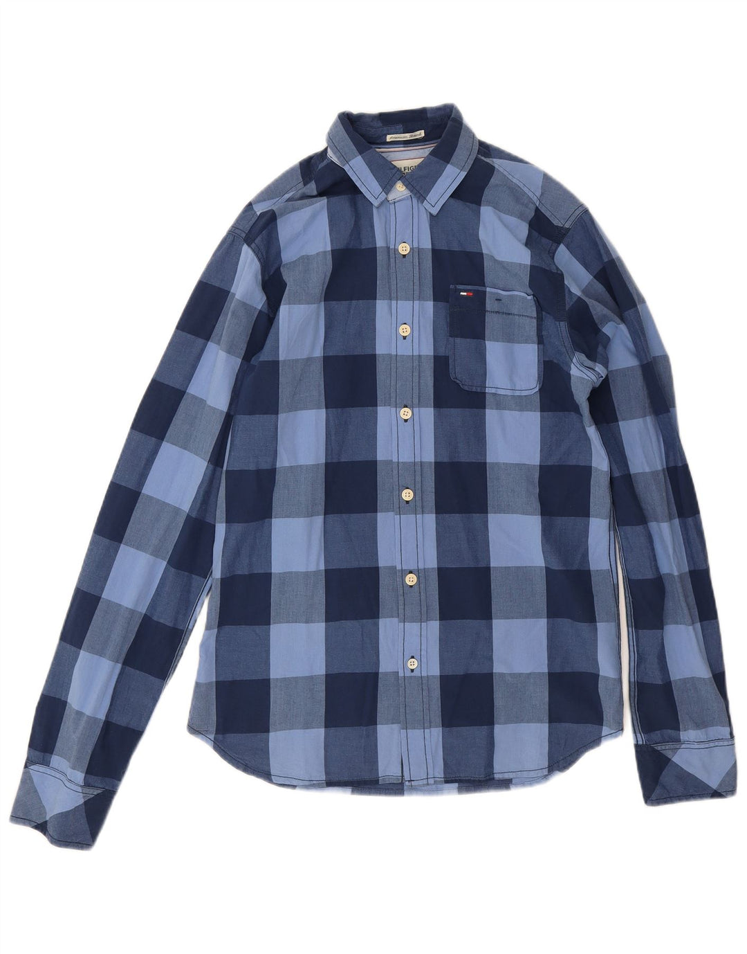 Camisa Tommy Hilfiger Hombre Small Azul Marino Cuadros Algodón