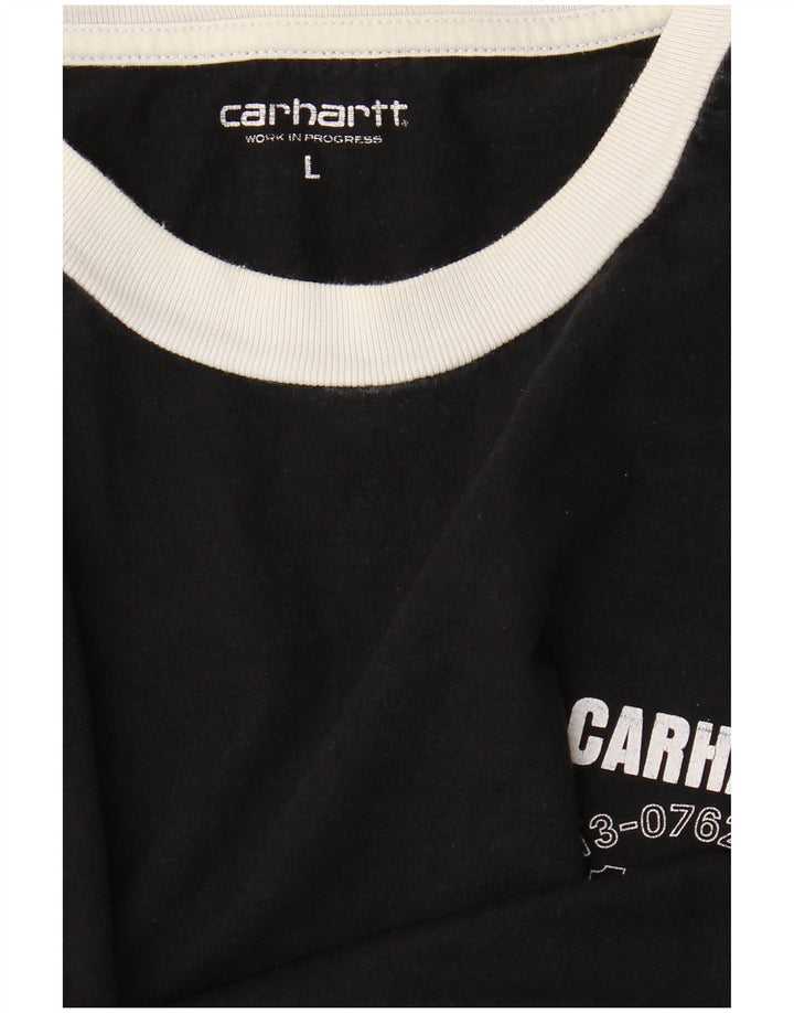 CARHARTT Top gráfico para hombre de manga larga con rayas negras grandes