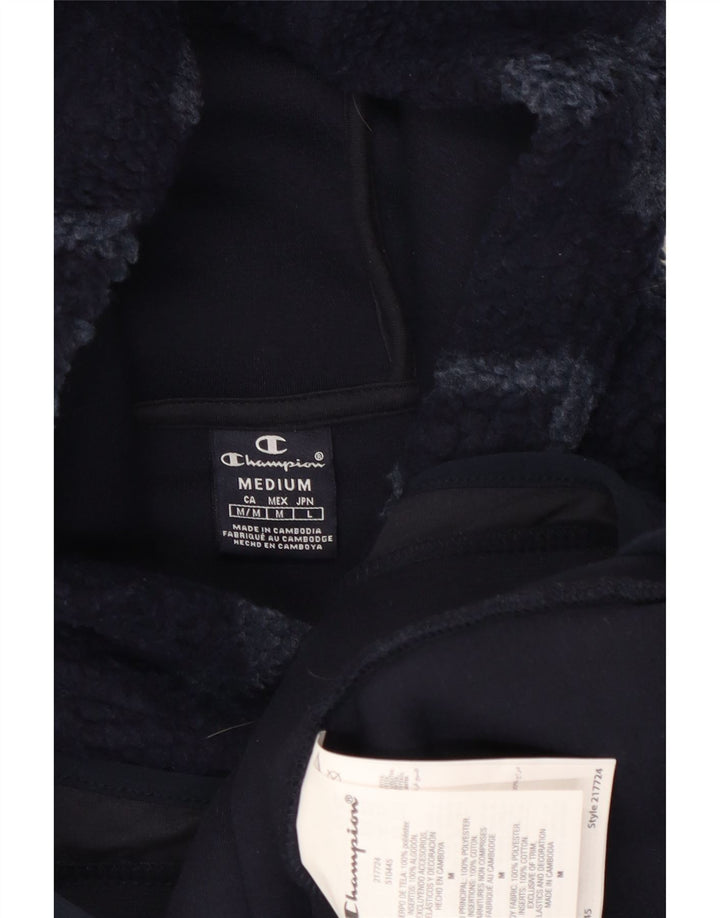 Champion Jersey de forro polar con capucha y gráfico para hombre Poliéster azul marino mediano
