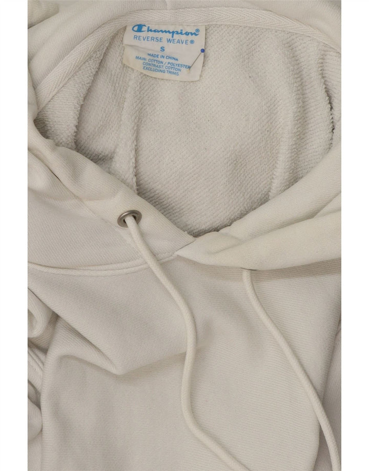 CHAMPION Mens Reverse Weave Hoodie Jumper Small Off White Cotton