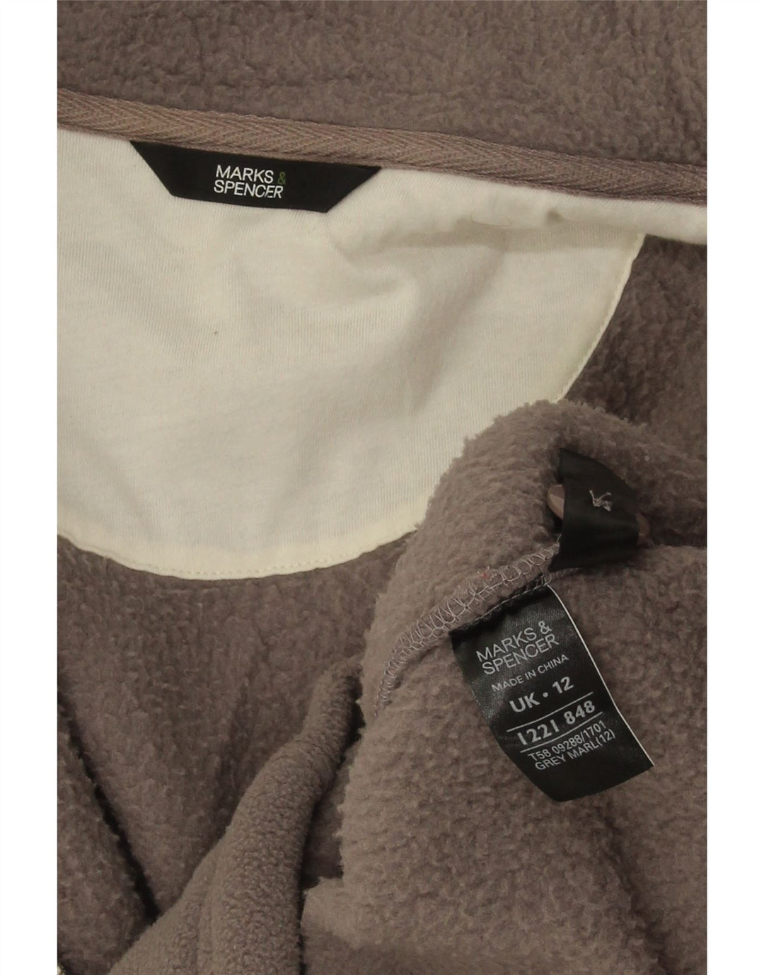 Marks & Spencer Chaqueta polar extragrande para mujer UK 12 Poliéster gris medio