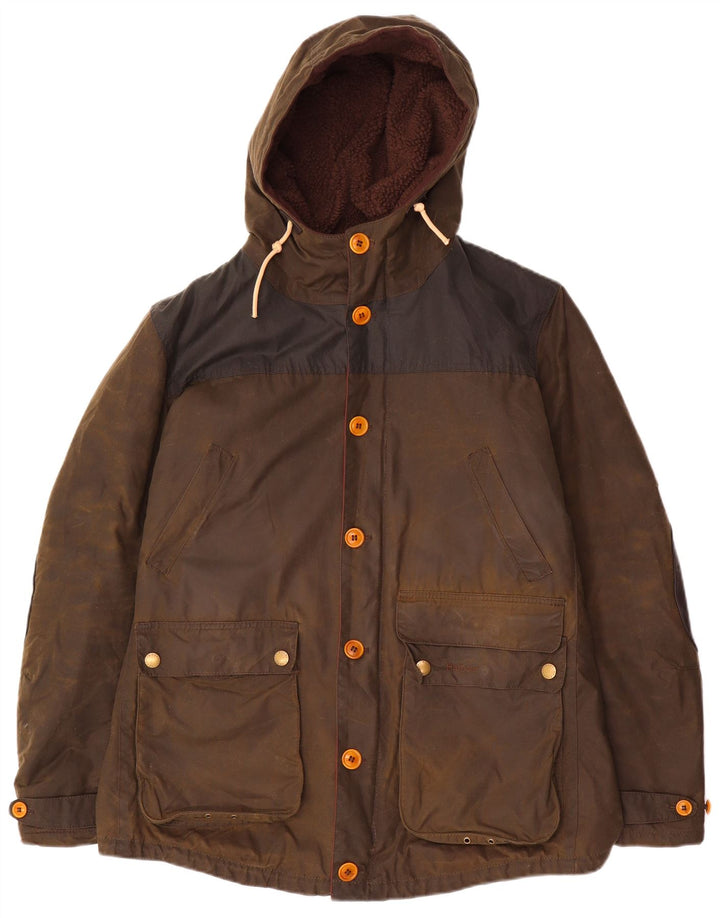 Barbour Chaqueta de algodón encerado con capucha para hombre Reino Unido 40 Marrón grande