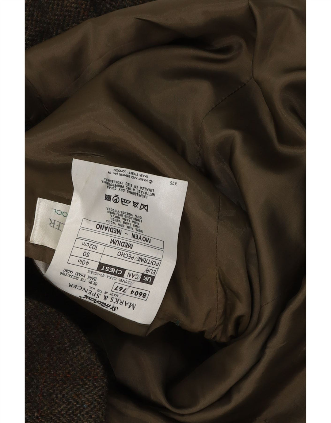 Marks & Spencer Chaqueta tipo blazer de 2 botones para hombre UK 40 Large Khaki Check