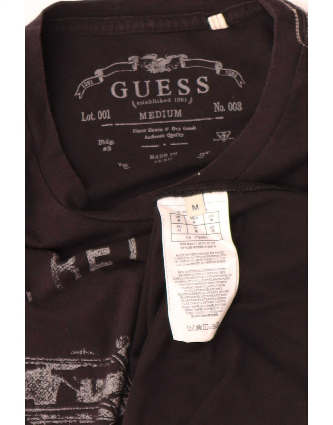 Guess Camiseta con gráfico regular para hombre Top mediano de algodón negro