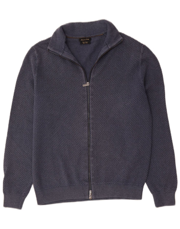 Massimo Dutti Hombre Jersey Cárdigan Cremallera Completa Small Azul Marino Algodón