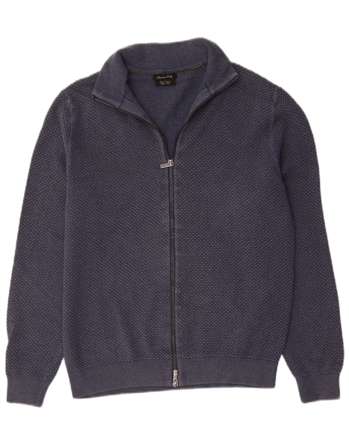 Massimo Dutti Hombre Jersey Cárdigan Cremallera Completa Small Azul Marino Algodón