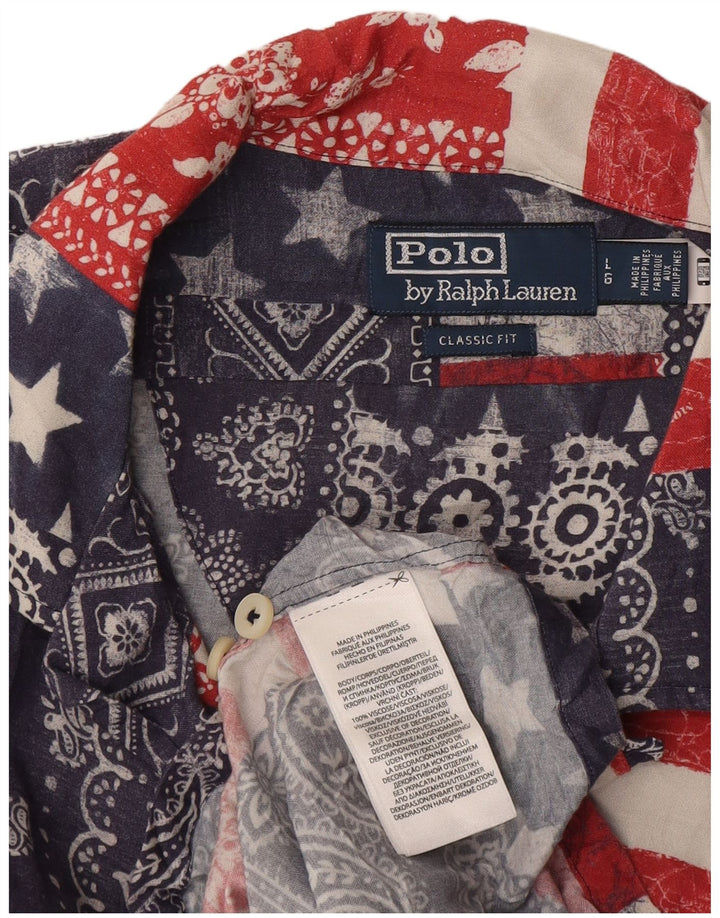 Polo Ralph Lauren Camisa de manga corta para hombre Patchwork azul marino grande