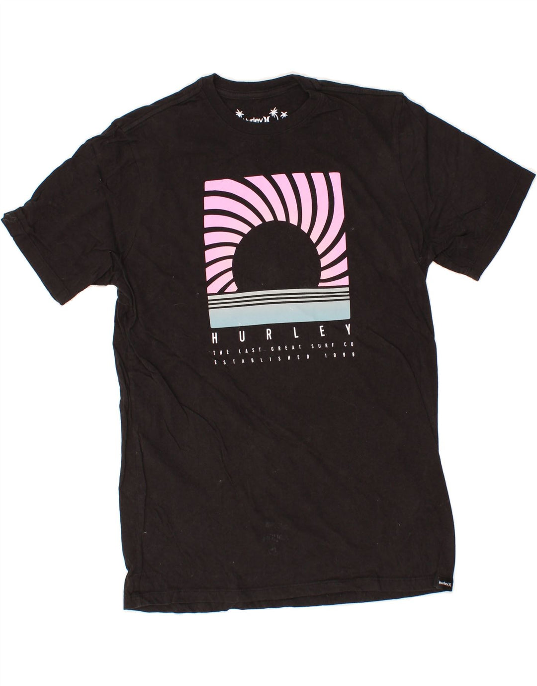 HURLEY Mens Graphic T-Shirt Top Small Black Cotton Vintage Hurley and Second-Hand Hurley from Messina Hembry 