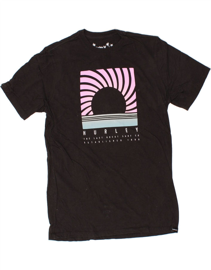 HURLEY Mens Graphic T-Shirt Top Small Black Cotton Vintage Hurley and Second-Hand Hurley from Messina Hembry 