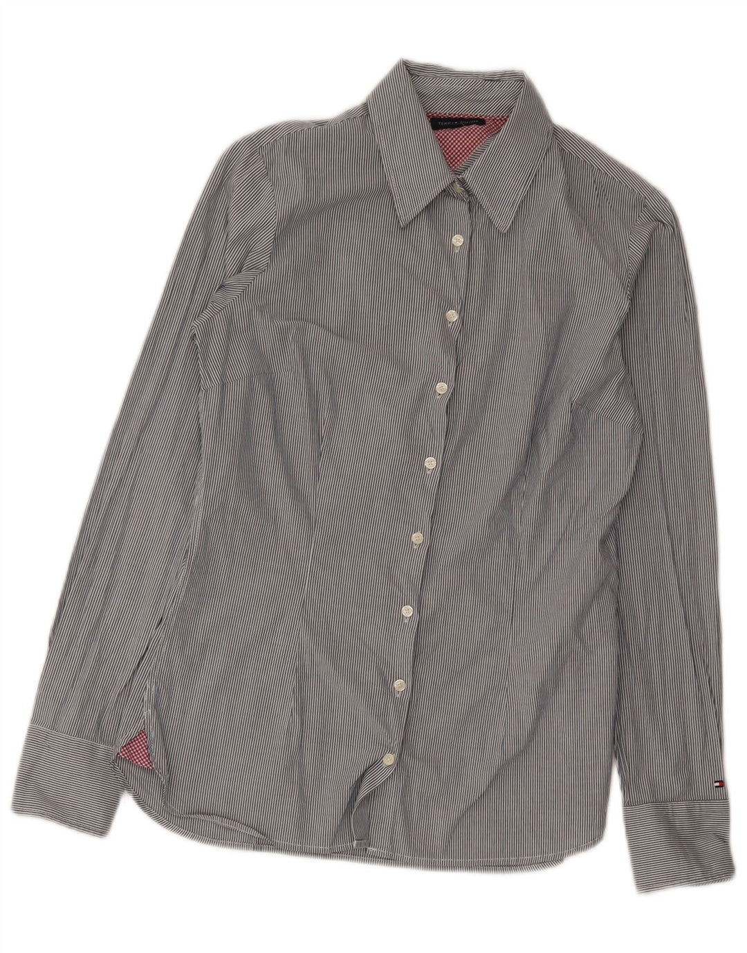Tommy Hilfiger Camisa para mujer US 6 Algodón gris medio a rayas