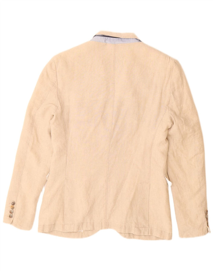 ZARA Mens 2 Button Blazer Jacket EU 48 Medium Beige Linen