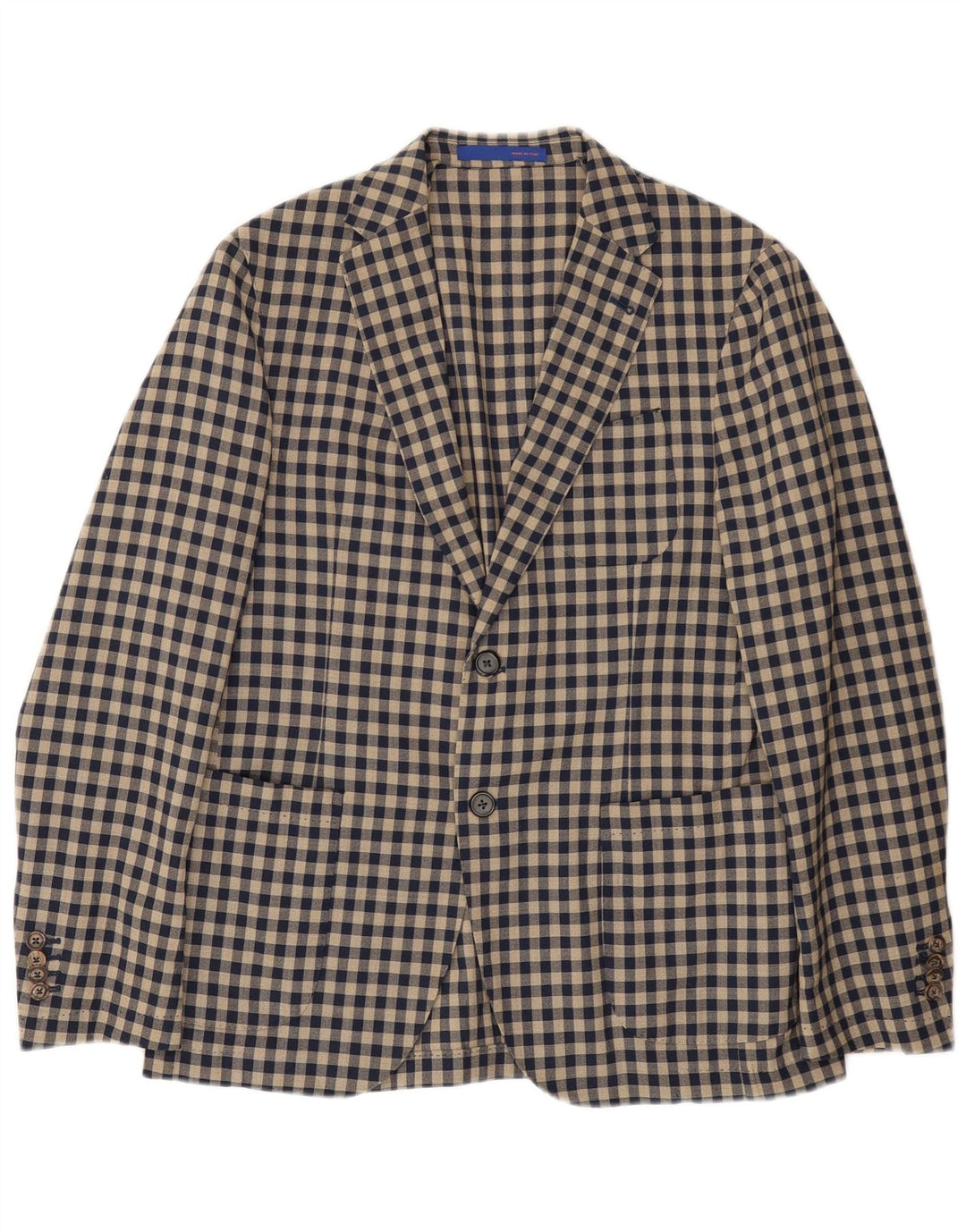 Angelico Chaqueta tipo blazer de 2 botones para hombre IT 50 Large Beige Gingham Wool