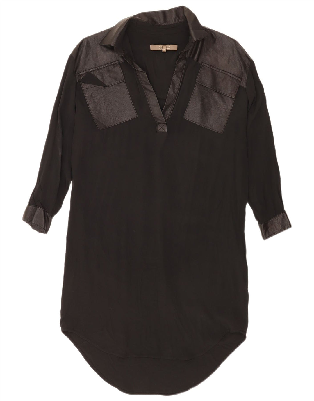 Vintage mujer vestido de cambio de gran tamaño Reino Unido 14 Acetato negro medio