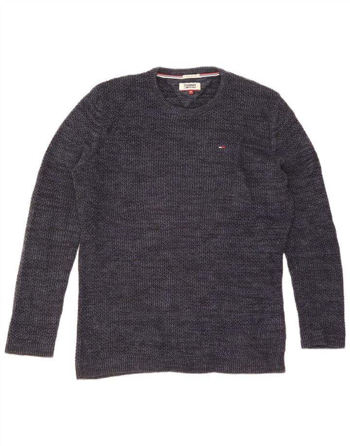 Tommy Hilfiger Jersey de cuello redondo para hombre, suéter medio azul marino moteado