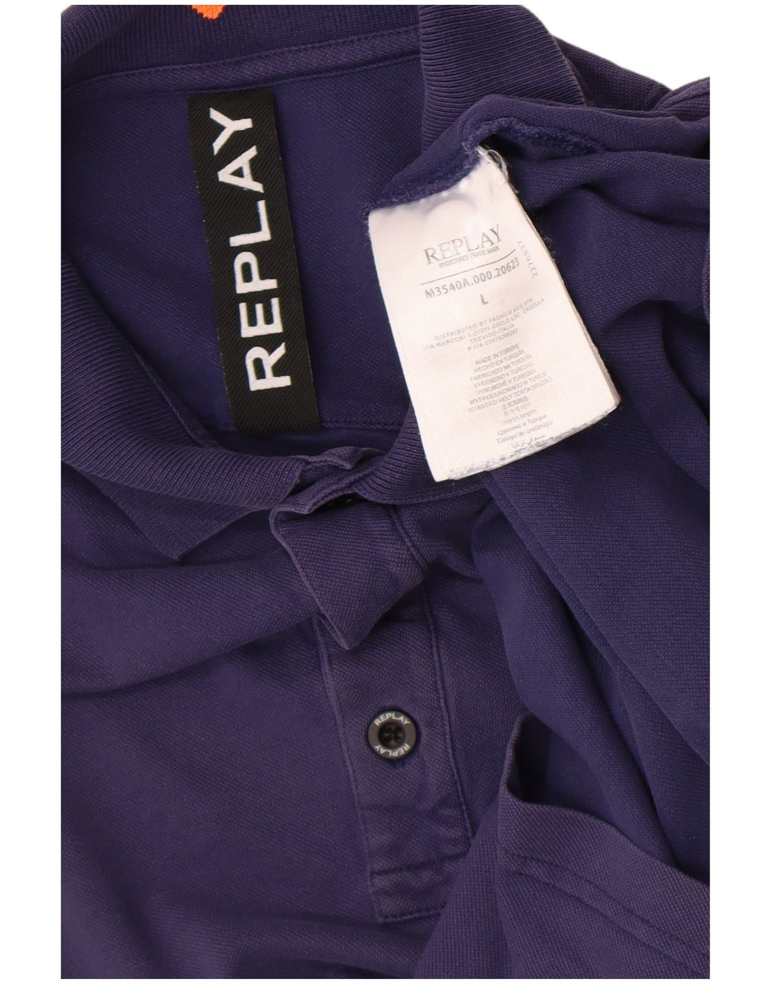 Replay Polo para hombre de algodón azul marino grande
