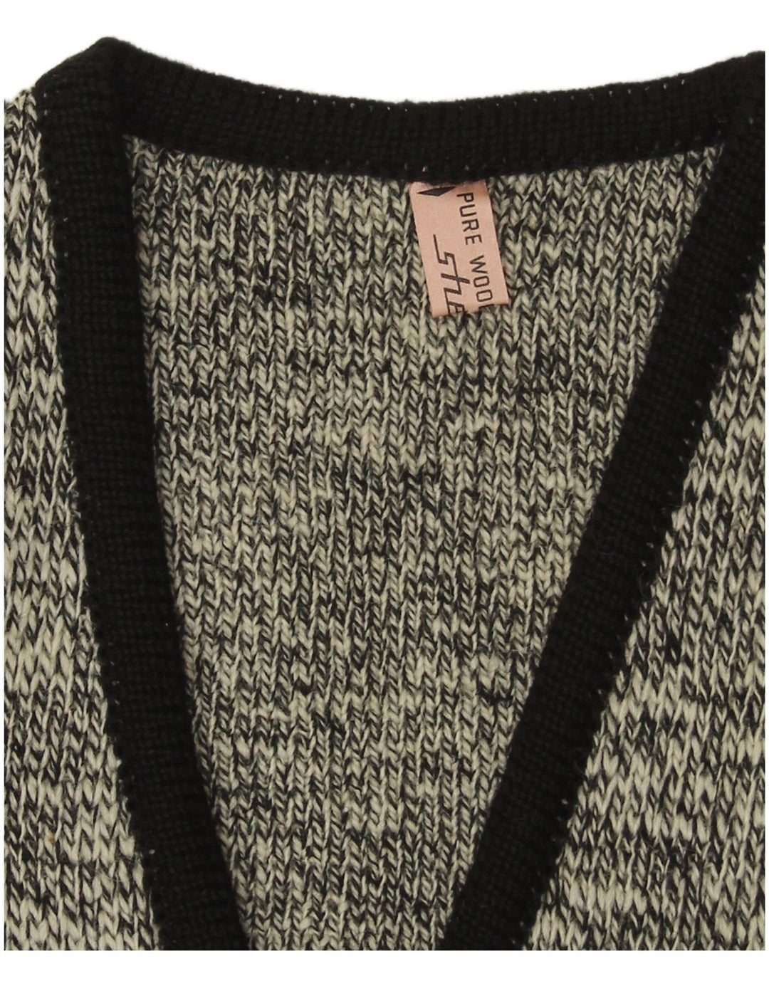 Jersey Shetland para hombre con cuello en V, pequeño, de lana virgen moteada en azul marino