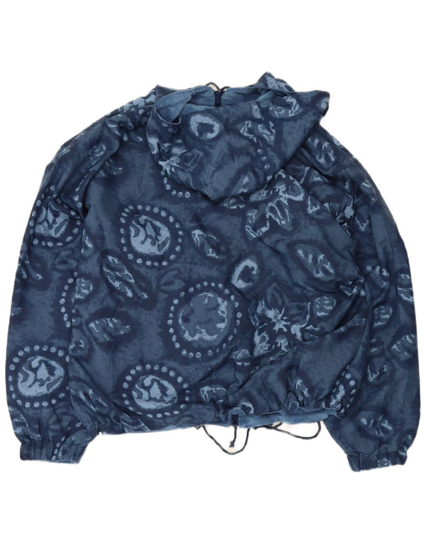 Vintage hombres holgado ajuste gráfico chaqueta reversible Reino Unido 38 azul medio floral