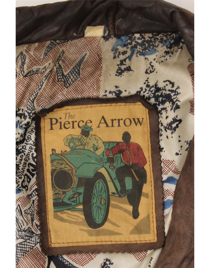 Pierce Arrow Chaqueta de cuero para hombre IT 56 3XL Cuero marrón