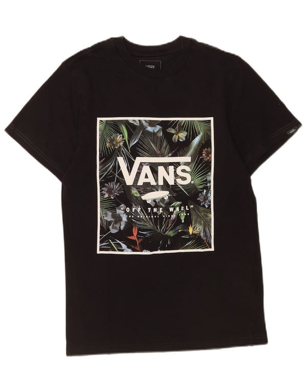 Vans Camiseta ajustada con gráfico para hombre Top XS Algodón floral negro