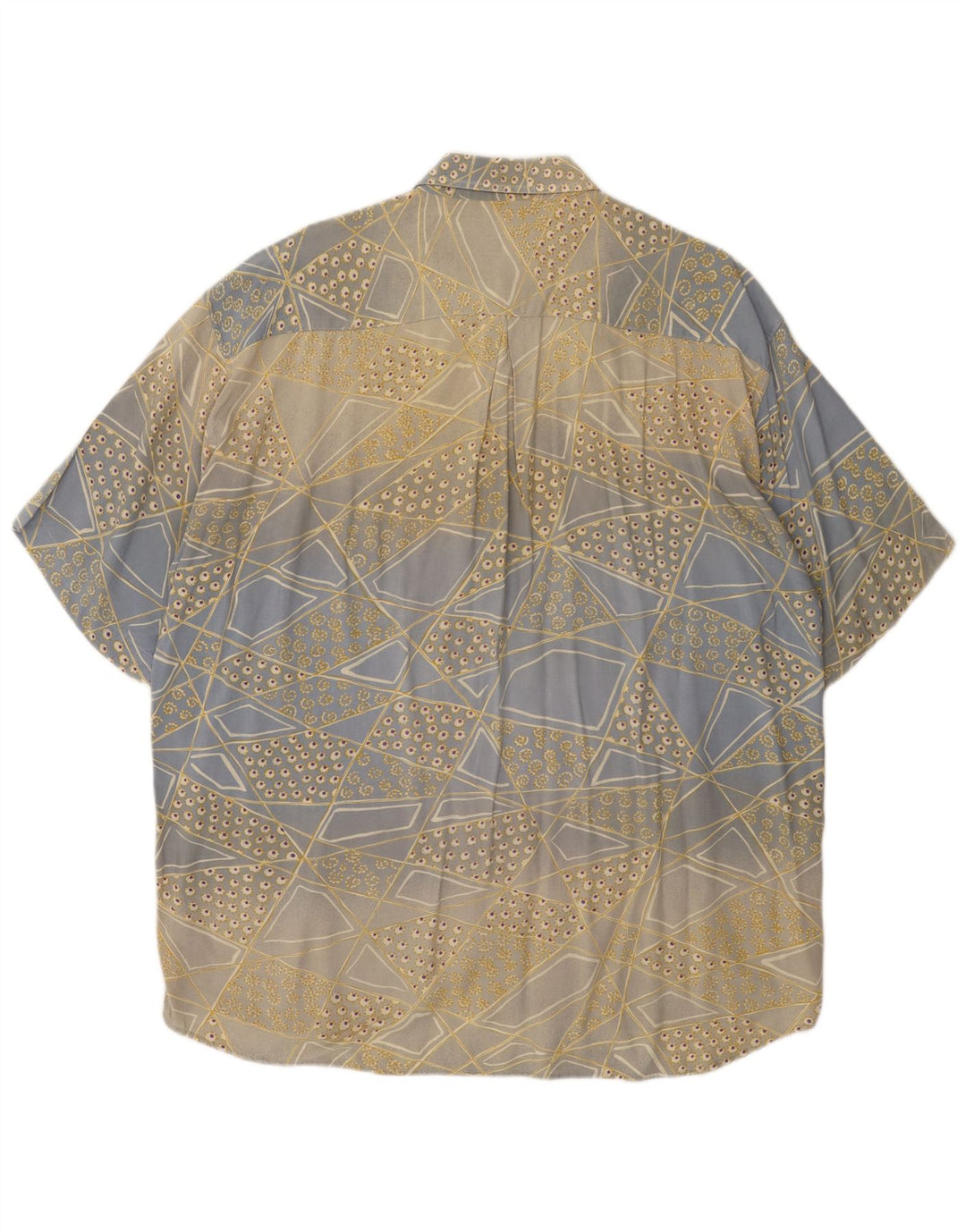 MAC FASHION Camisa de manga corta para hombre grande azul geométrico