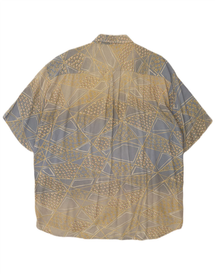 MAC FASHION Camisa de manga corta para hombre grande azul geométrico