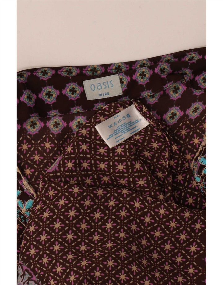 Oasis Blusa de playa con estampado abstracto para mujer UK 44 Medium Brown Bohemian