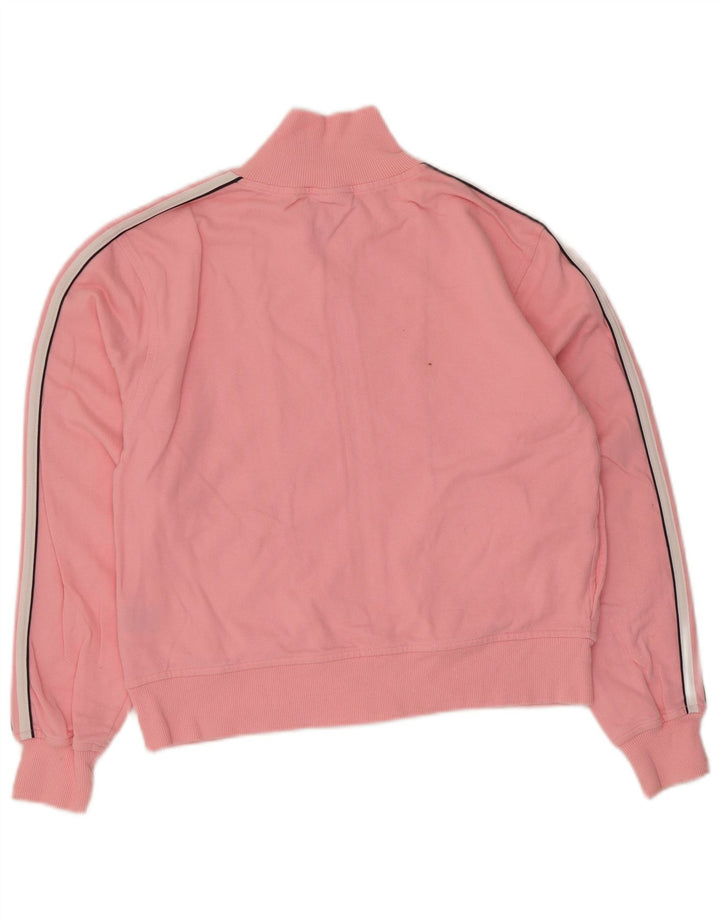 Adidas Mujer Crop Chándal Top Chaqueta UK 14 Medio Rosa Algodón