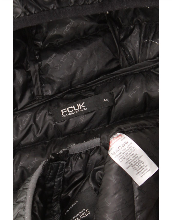 Fcuk Chaqueta acolchada con capucha para hombre ES 38 Mediana Negro Colorblock Poliéster