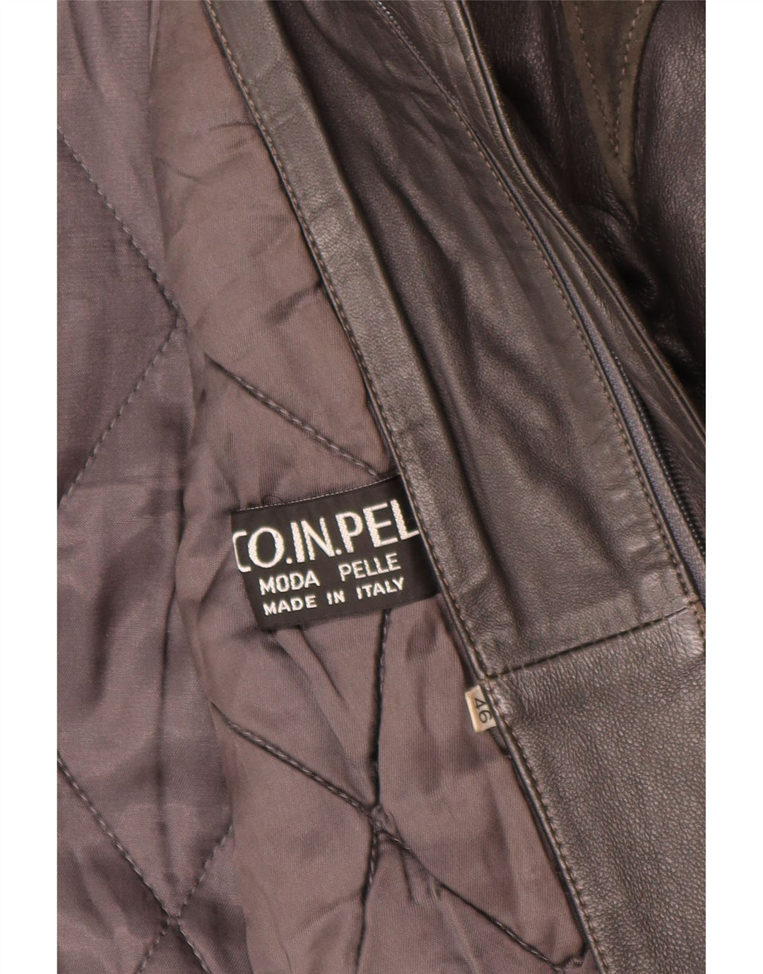 Chaqueta de cuero vintage para hombre IT 46 Pequeño bloque de color negro