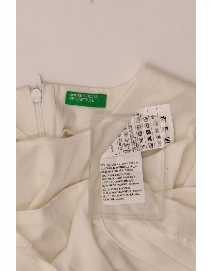 BENETTON Blusa para Niña 8-9 Años Grande Blanco Algodón