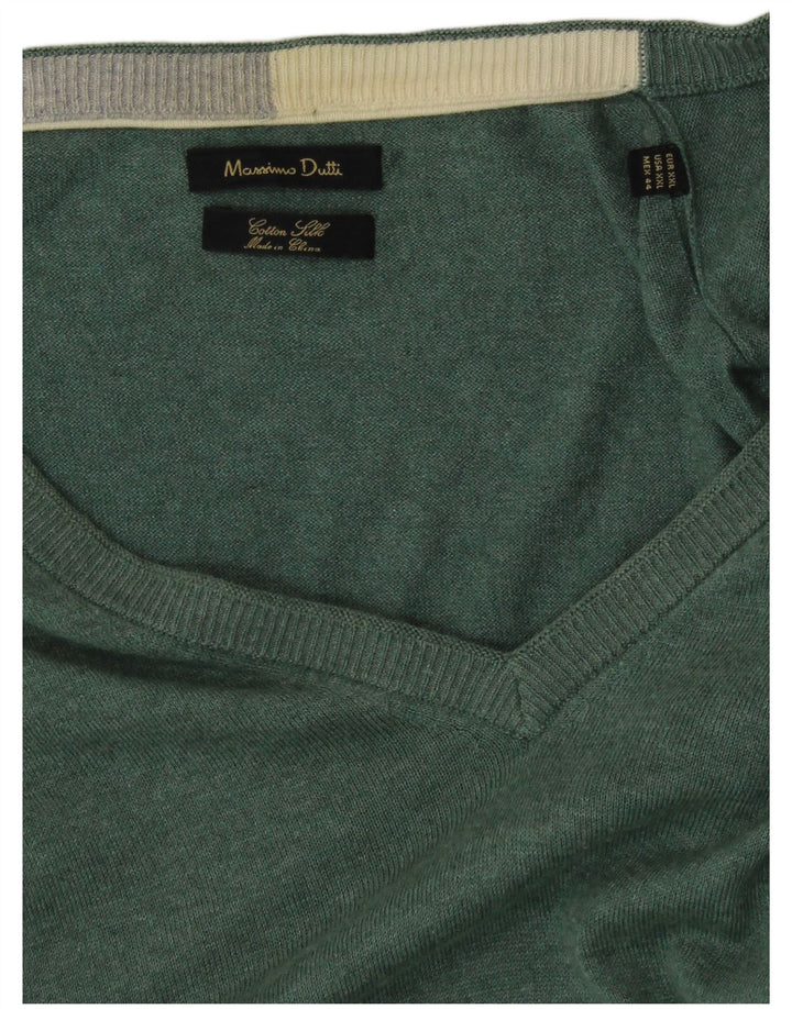 MASSIMO DUTTI Jersey con Cuello en V para Hombre 2XL Algodón Verde