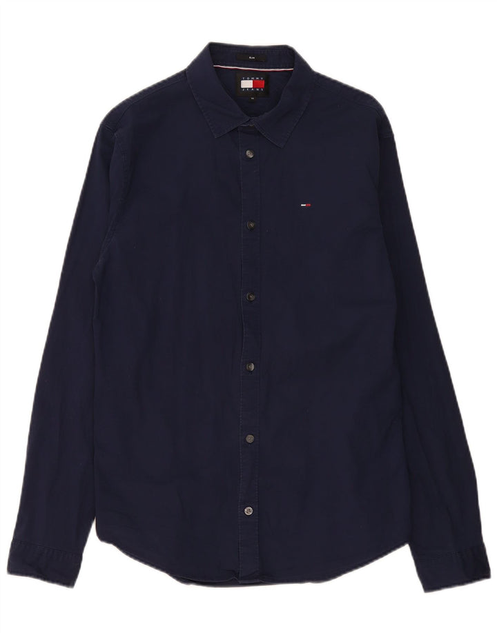 Camisa Tommy Hilfiger Hombre Slim Fit Algodón Azul Marino Medio