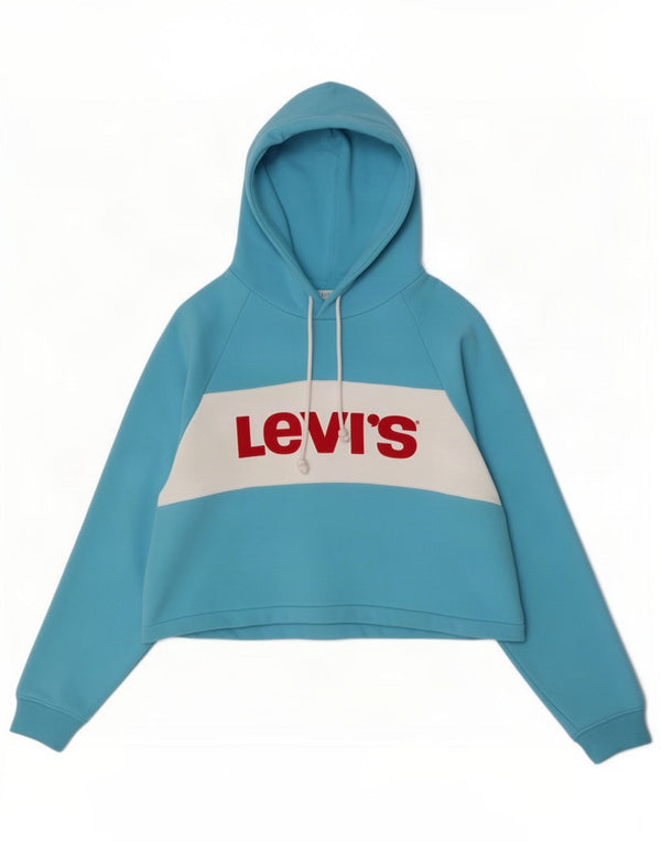 Levi's Jersey con capucha y gráfico corto para mujer UK 46 Large Blue Colourblock
