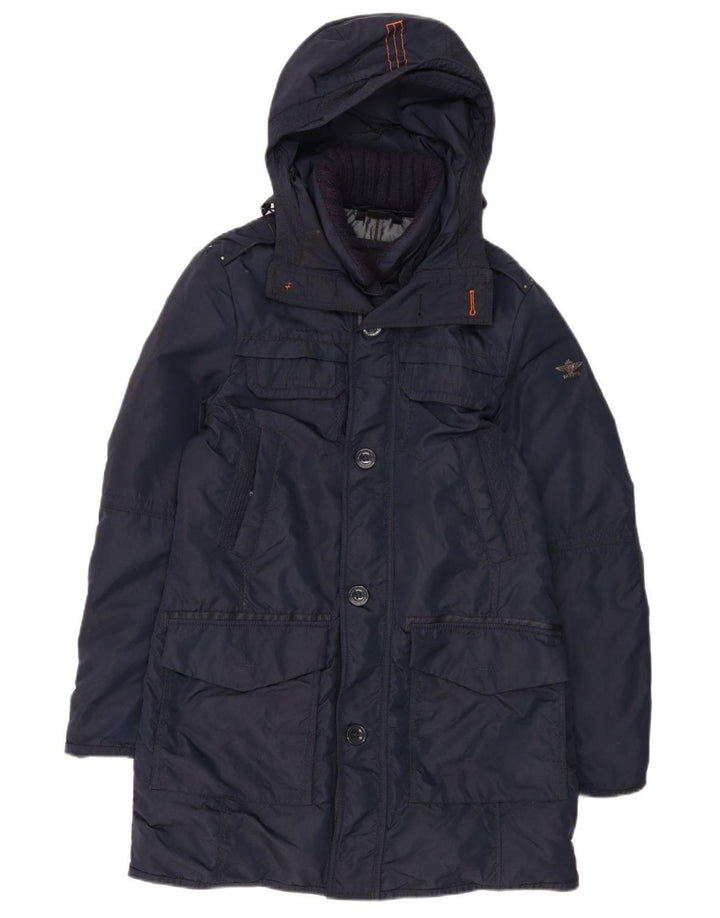 Dekker Abrigo acolchado con capucha para hombre UK 36 Small Azul marino Poliamida