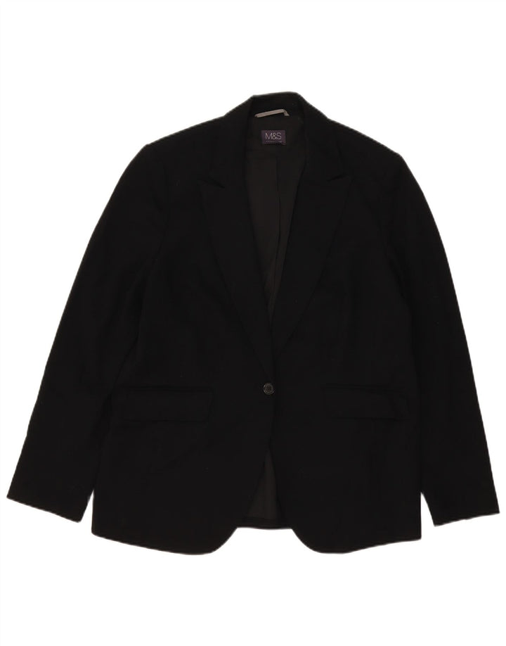 Marks & Spencer Chaqueta tipo blazer con 1 botón para mujer UK 46 Grande Poliéster negro