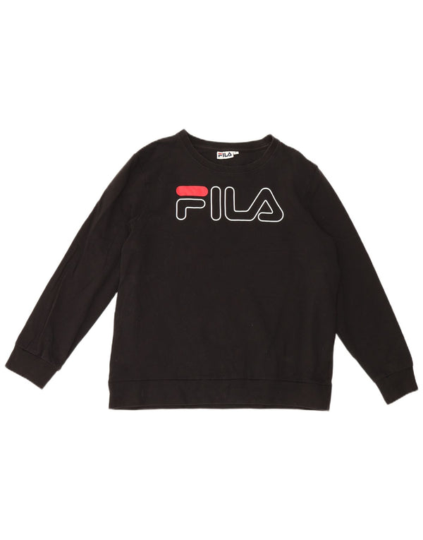 Fila - Sudadera gráfica para mujer, talla 40, talla grande, algodón negro