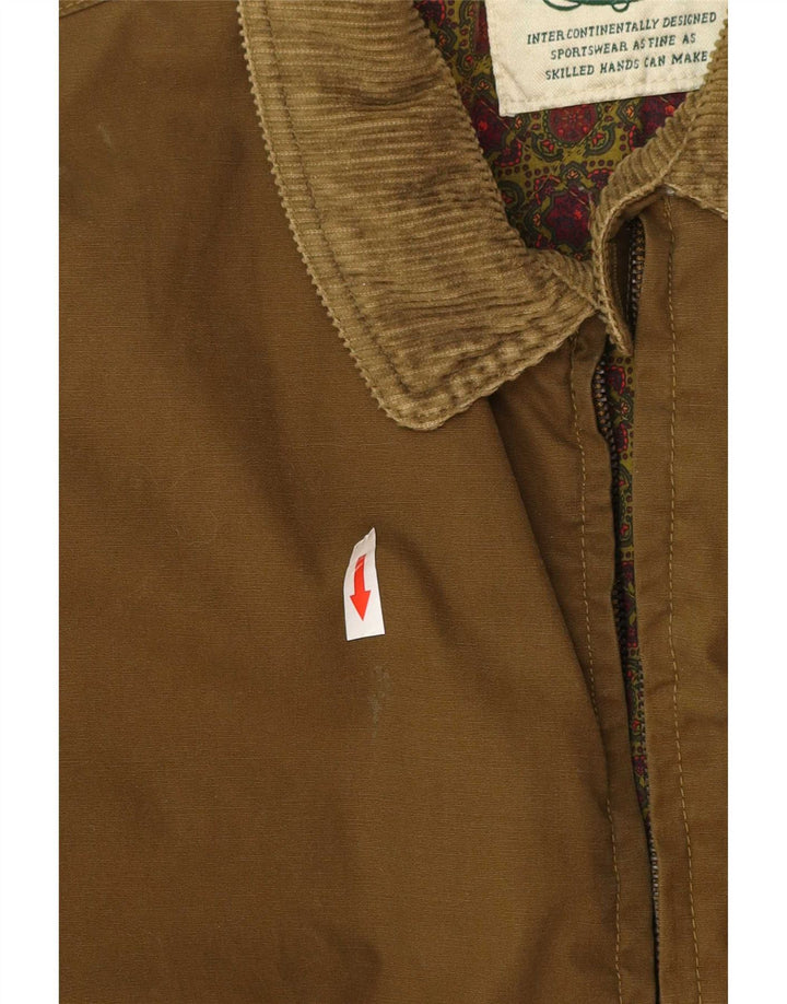 Vintage hombres chaqueta utilitaria Reino Unido 40 algodón marrón grande