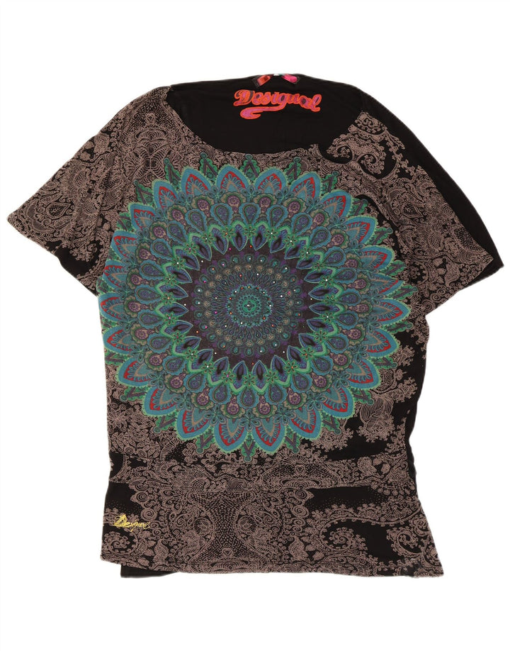 Desigual Top tipo túnica extragrande para mujer UK 40 Grande Viscosa floral negra