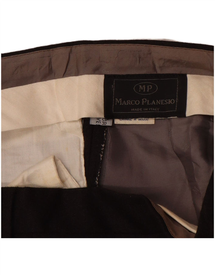 MARCO PLANESIO Pantalón de traje con pinzas para hombre IT 52 XL W34 L33 Lana negra