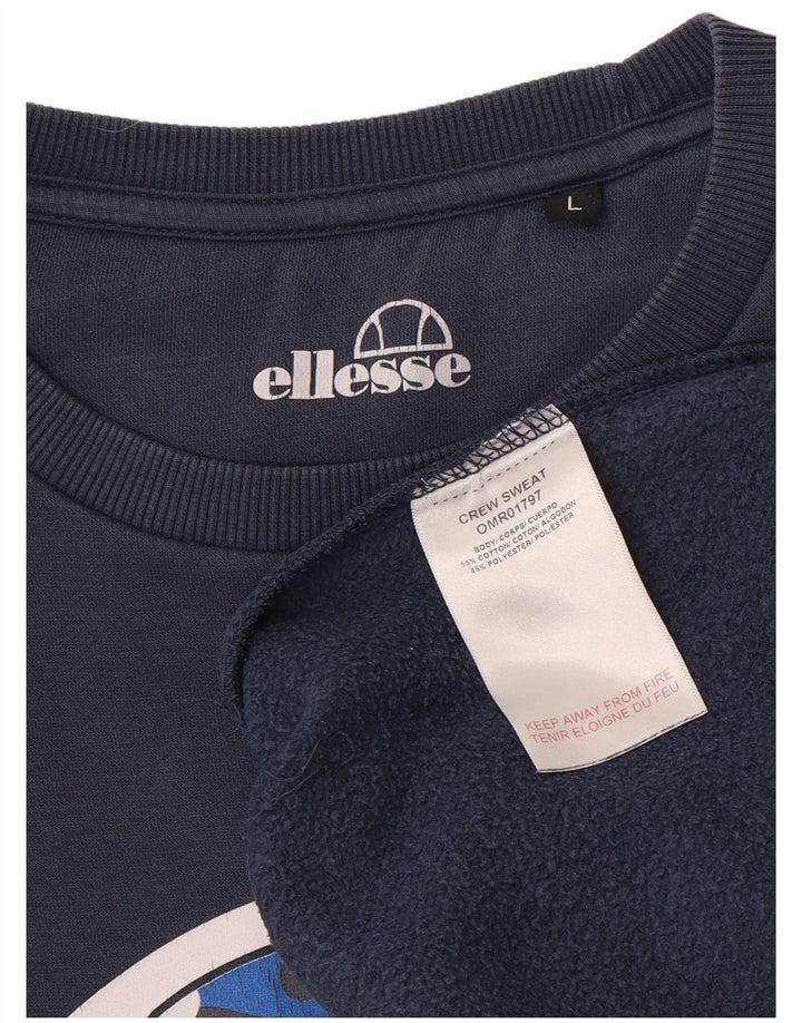Ellesse Hombre Sudadera Jumper Large Azul Marino Algodón
